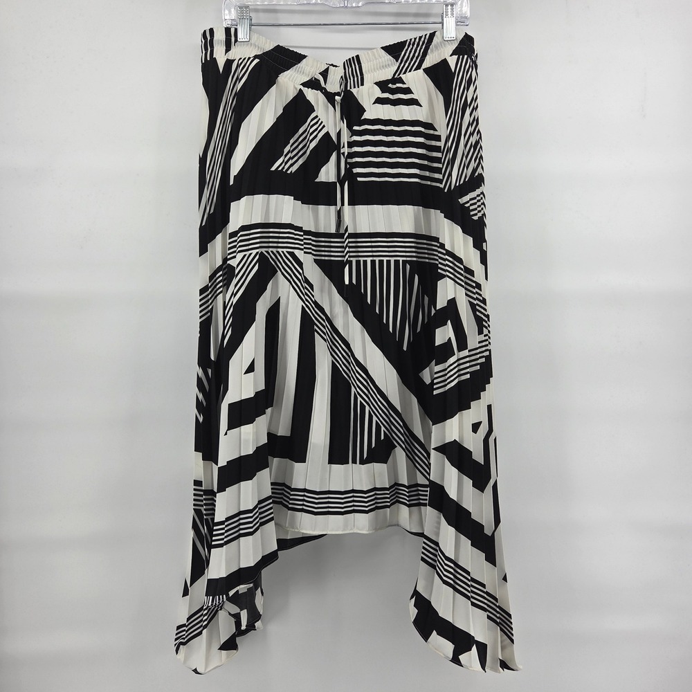 Karl Lagerfeld Paris Pleated Skirt XL Black White Geometric Handkerchief